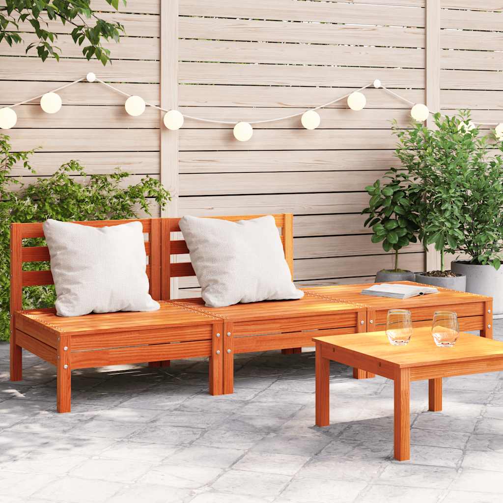 vidaXL Ogrodowa sofa 3-osobowa, woskowy brąz, lite drewno sosnowe