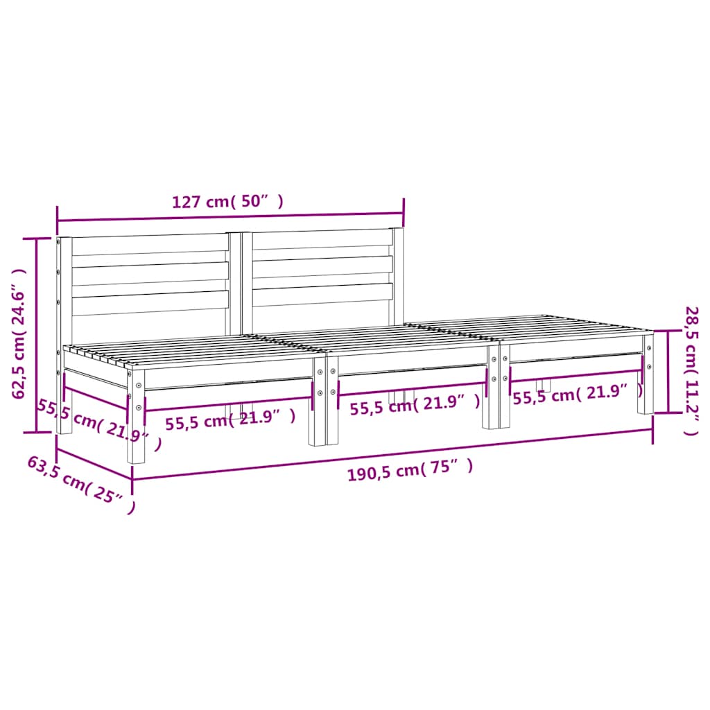 vidaXL Ogrodowa sofa 3-osobowa, impregnowane drewno sosnowe