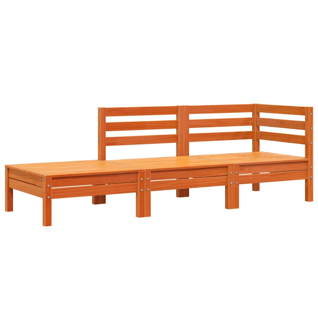 vidaXL Ogrodowa sofa 3-osobowa, woskowy brąz, lite drewno sosnowe