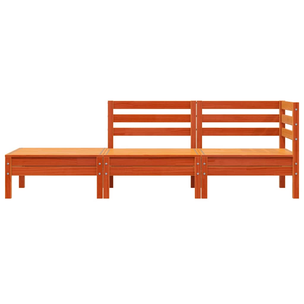 vidaXL Ogrodowa sofa 3-osobowa, woskowy brąz, lite drewno sosnowe