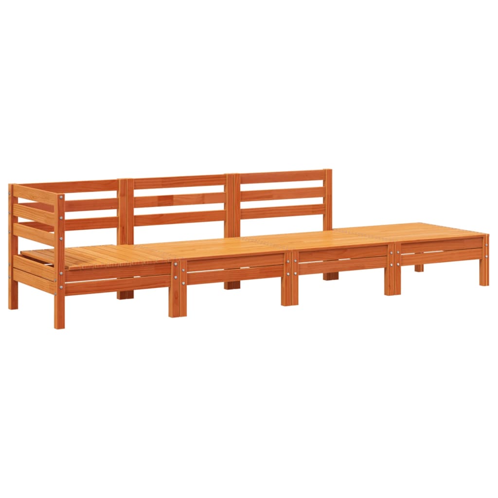 vidaXL Ogrodowa sofa 4-osobowa, woskowy brąz, lite drewno sosnowe
