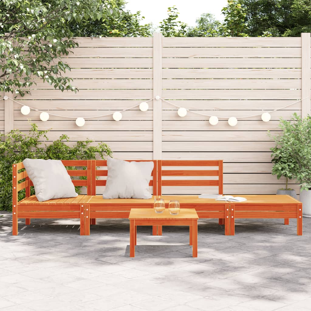 vidaXL Ogrodowa sofa 4-osobowa, woskowy brąz, lite drewno sosnowe
