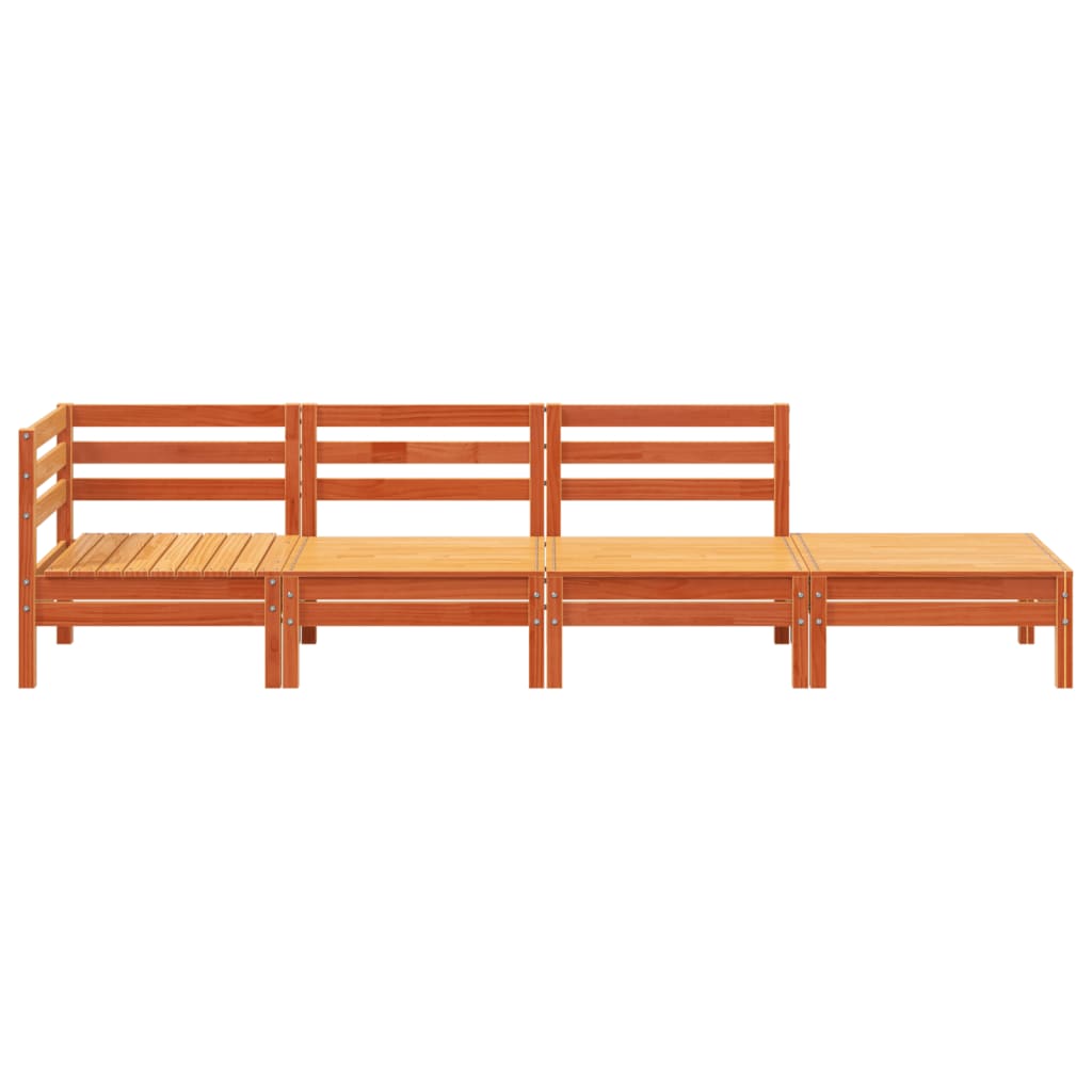 vidaXL Ogrodowa sofa 4-osobowa, woskowy brąz, lite drewno sosnowe