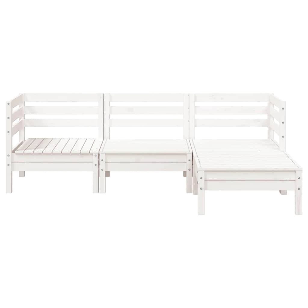 vidaXL Ogrodowa sofa 3-osobowa z podnóżkiem, biała, drewno sosnowe