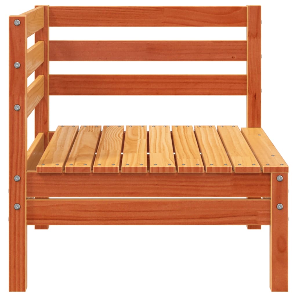 vidaXL Sofa ogrodowa z podnóżkiem, 3-os., woskowy brąz, lita sosna