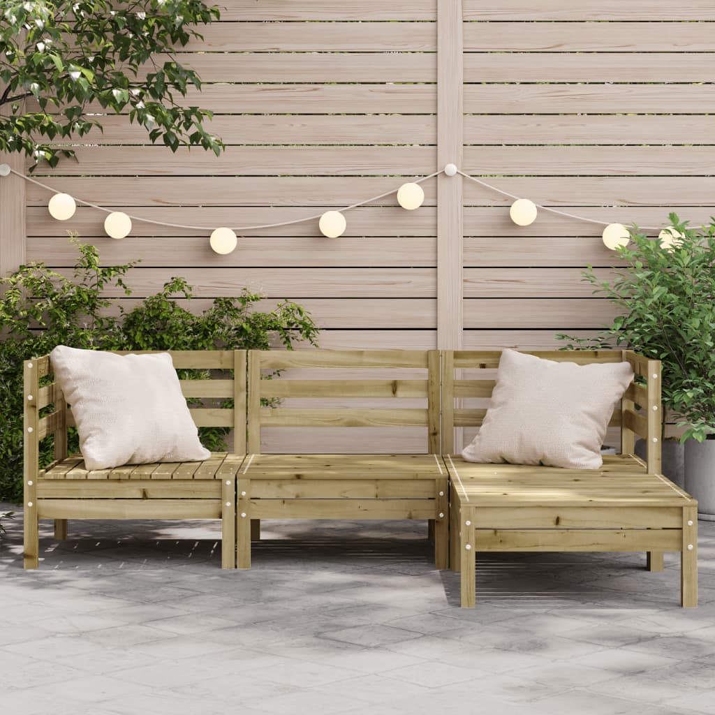vidaXL Sofa ogrodowa z podnóżkiem, 3-os., impregnowane drewno sosnowe