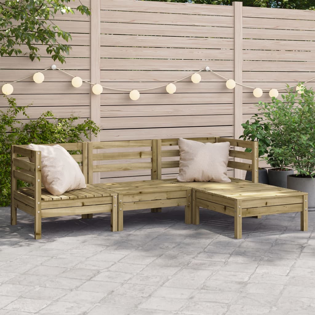 vidaXL Sofa ogrodowa z podnóżkiem, 3-os., impregnowane drewno sosnowe