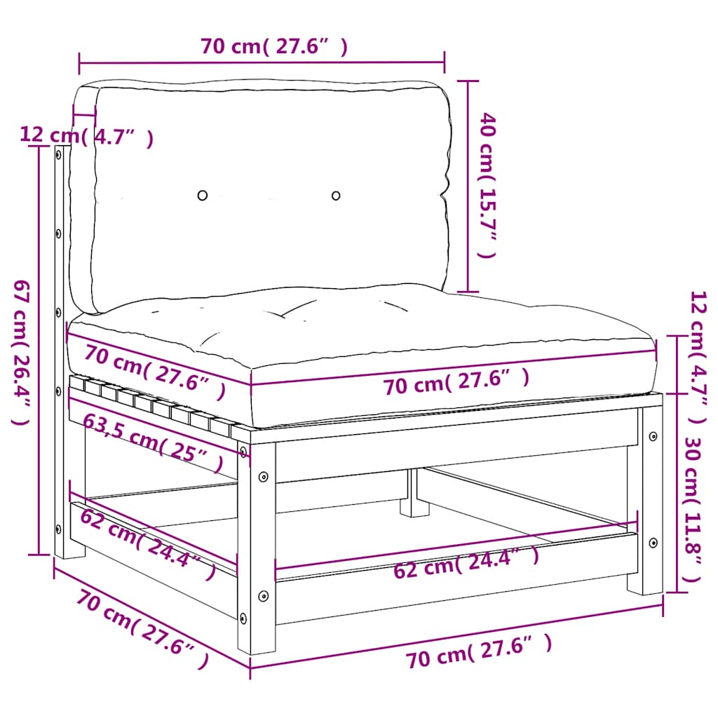 vidaXL Sofy ogrodowe bez podłokietników, z poduszkami, 2 szt., brąz