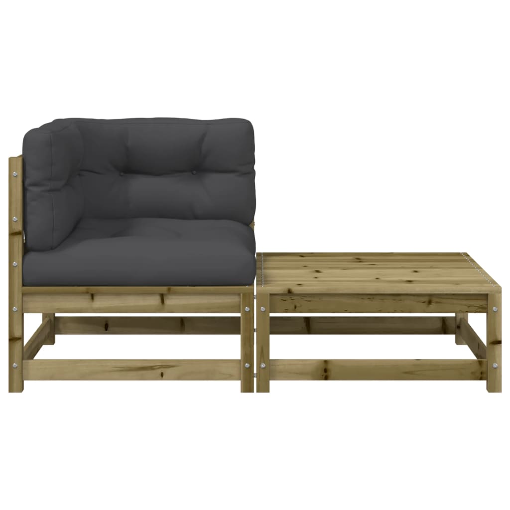 vidaXL Ogrodowa sofa narożna z poduszkami i podnóżkiem