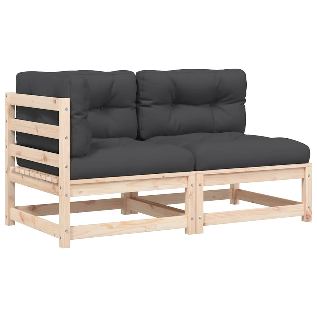 vidaXL 2-osobowa sofa ogrodowa z poduszkami, lite drewno sosnowe