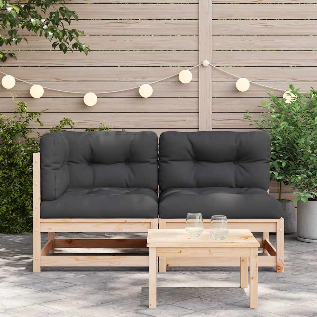 vidaXL 2-osobowa sofa ogrodowa z poduszkami, lite drewno sosnowe