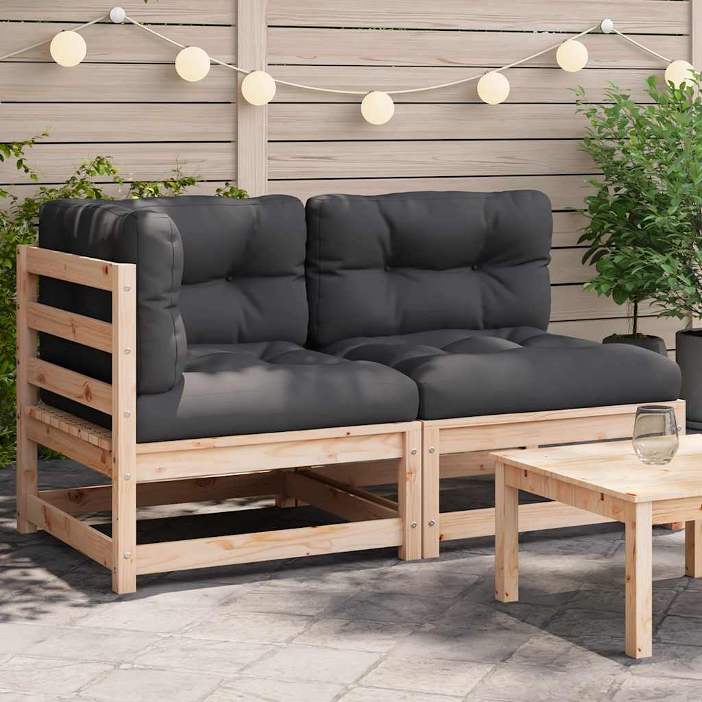 vidaXL 2-osobowa sofa ogrodowa z poduszkami, lite drewno sosnowe