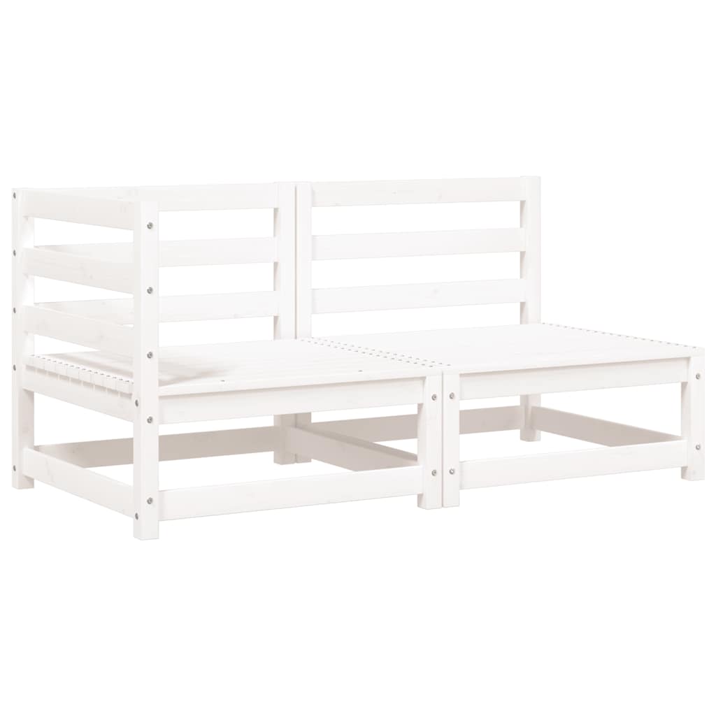vidaXL Sofa ogrodowa z poduszkami, 2-osobowa, biała, drewno sosnowe