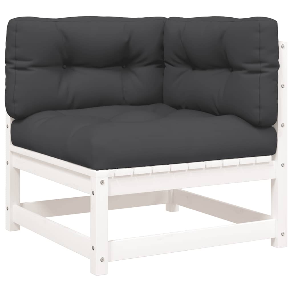vidaXL Sofa ogrodowa z poduszkami, 2-osobowa, biała, drewno sosnowe