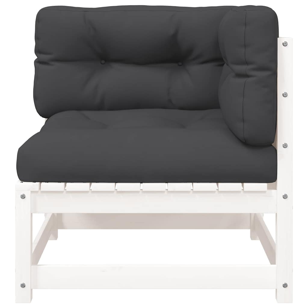 vidaXL Sofa ogrodowa z poduszkami, 2-osobowa, biała, drewno sosnowe