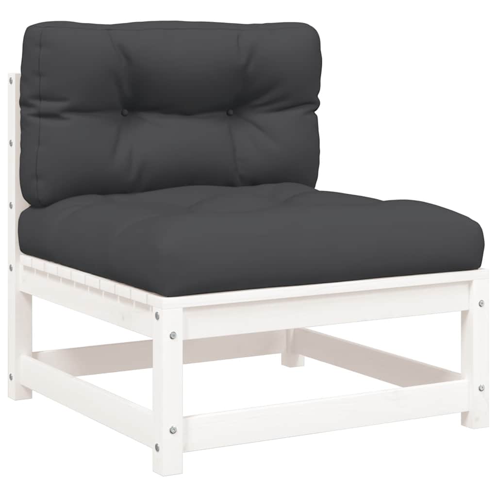 vidaXL Sofa ogrodowa z poduszkami, 2-osobowa, biała, drewno sosnowe