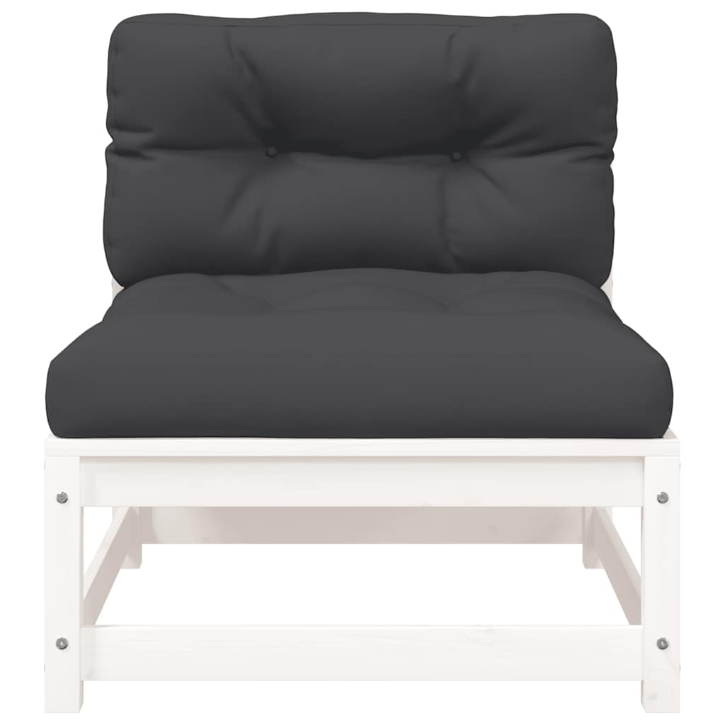 vidaXL Sofa ogrodowa z poduszkami, 2-osobowa, biała, drewno sosnowe