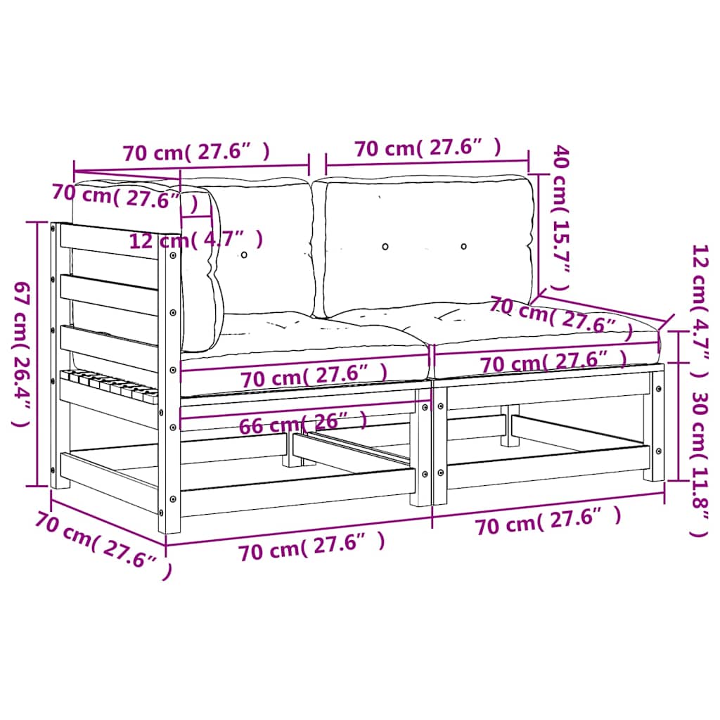 vidaXL Sofa ogrodowa z poduszkami, 2-osobowa, biała, drewno sosnowe
