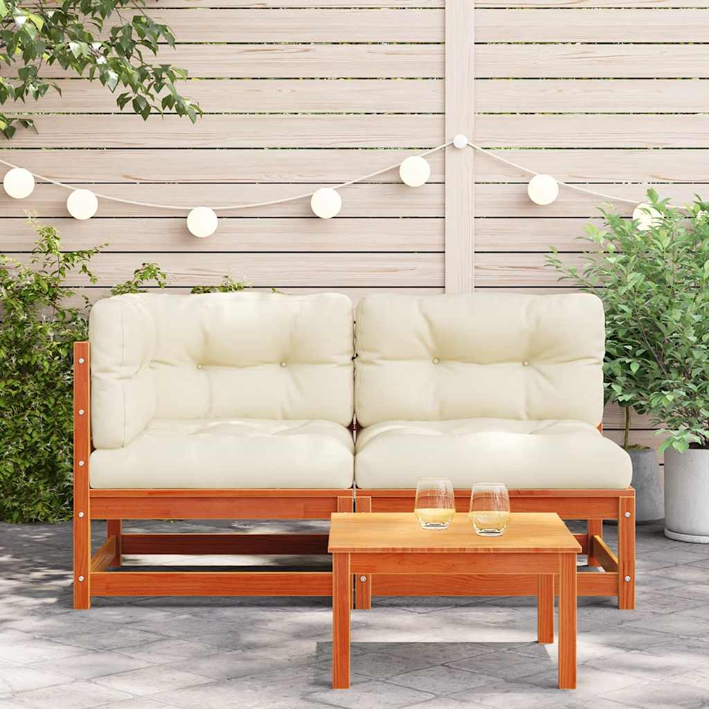 vidaXL 2-osobowa sofa ogrodowa z poduszkami, woskowy brąz