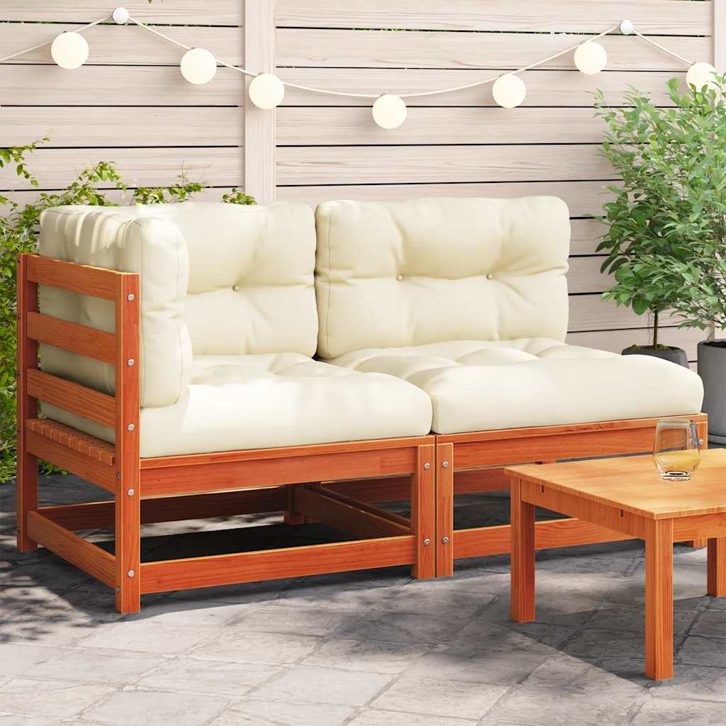 vidaXL 2-osobowa sofa ogrodowa z poduszkami, woskowy brąz