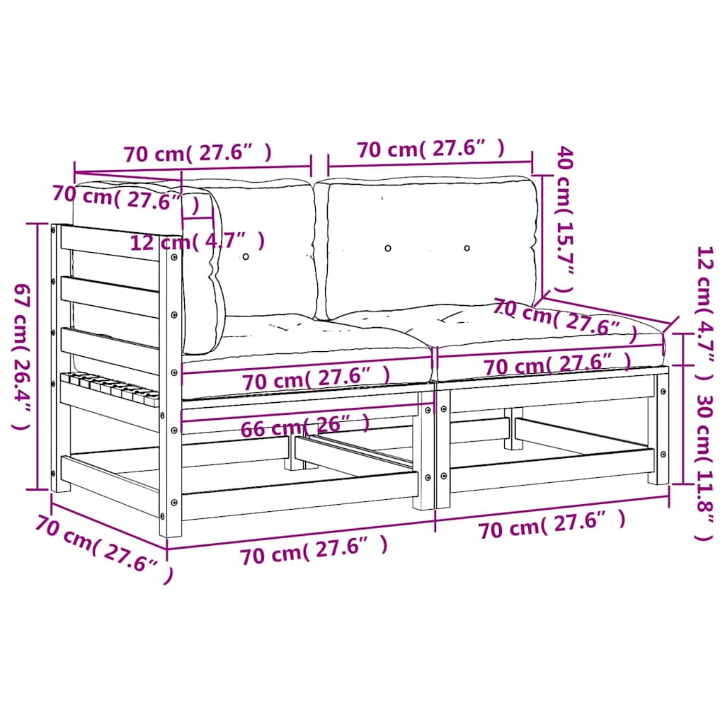vidaXL Sofa ogrodowa z poduszkami, 2-osobowa, lite drewno daglezjowe