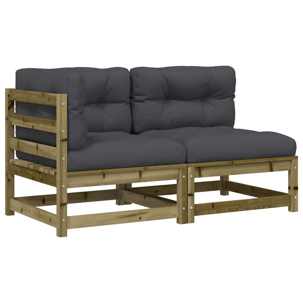 vidaXL Sofa ogrodowa z poduszkami, 2-osobowa, impregnowana sosna