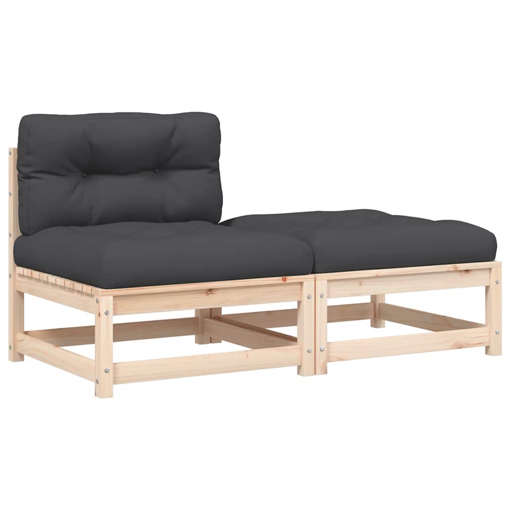 vidaXL Ogrodowa sofa bez podłokietników, z poduszkami i podnóżkiem