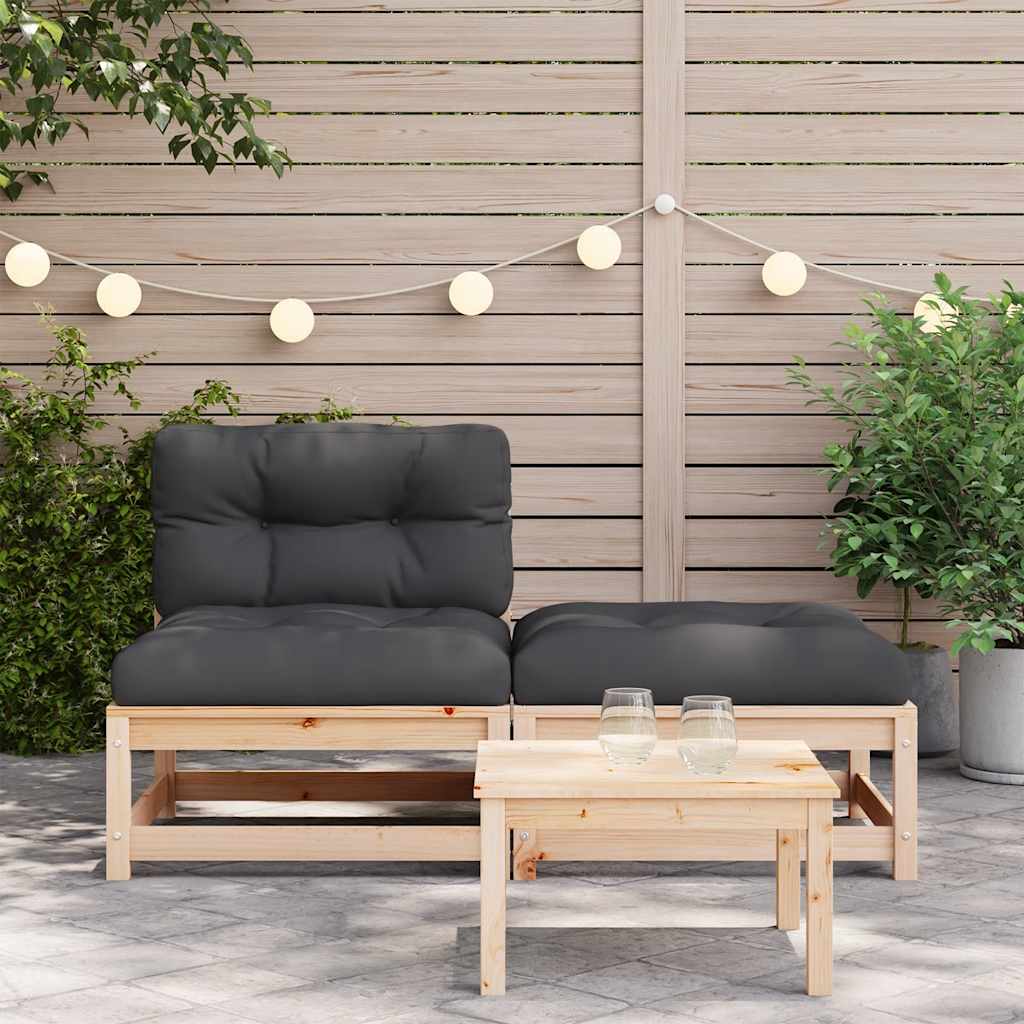 vidaXL Ogrodowa sofa bez podłokietników, z poduszkami i podnóżkiem