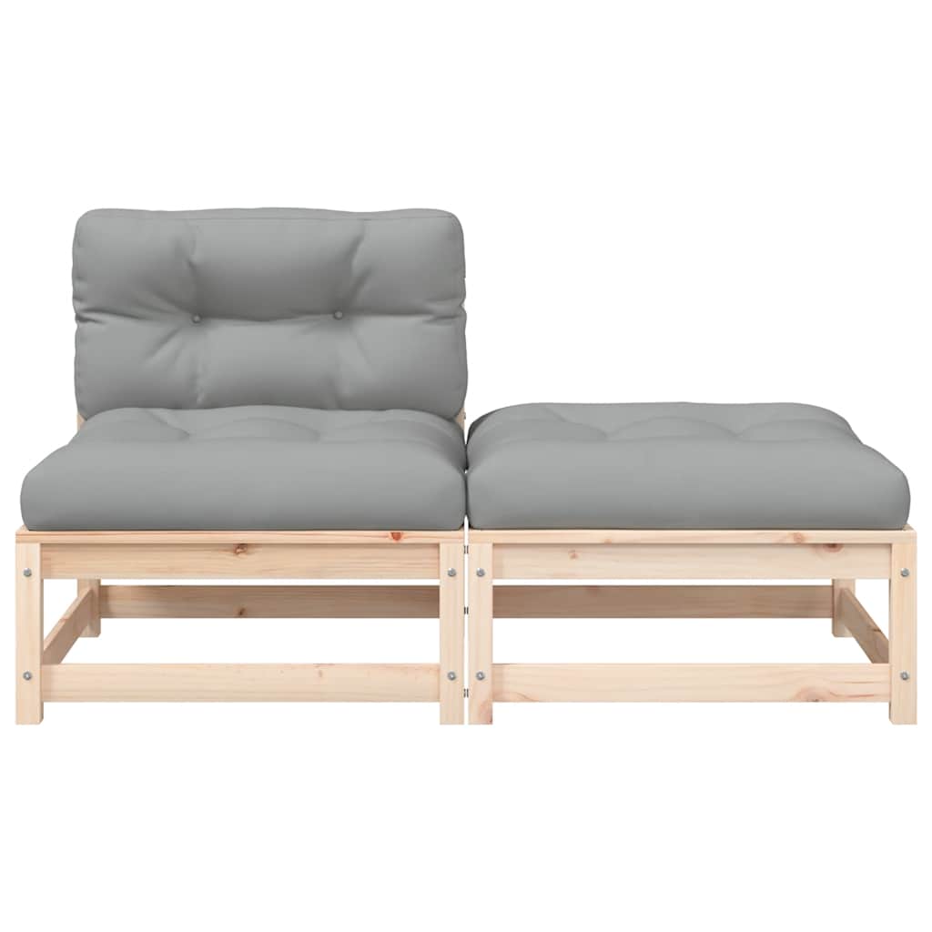 vidaXL Ogrodowa sofa bez podłokietników, z poduszkami i podnóżkiem