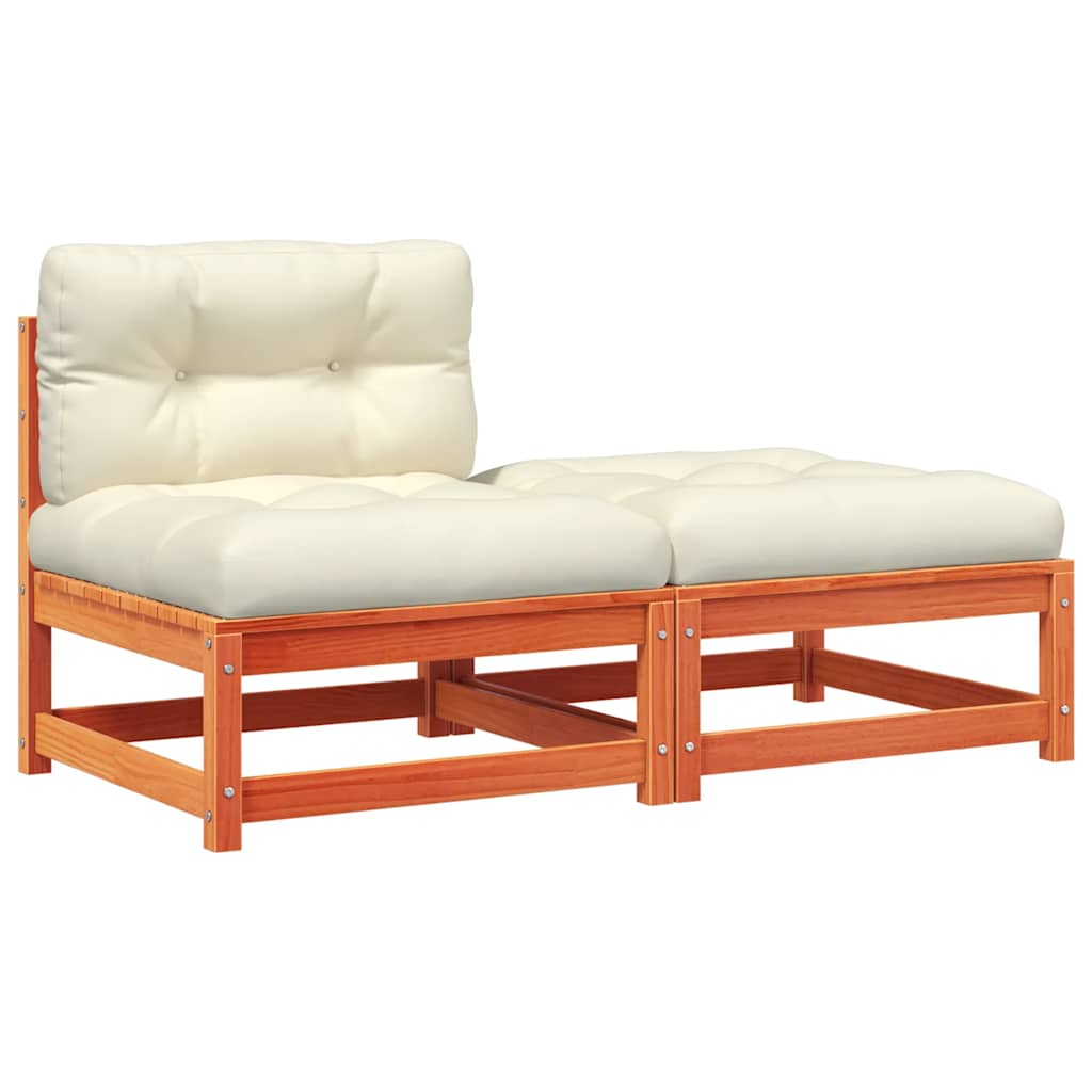 vidaXL Ogrodowa sofa bez podłokietników, z poduszkami i podnóżkiem