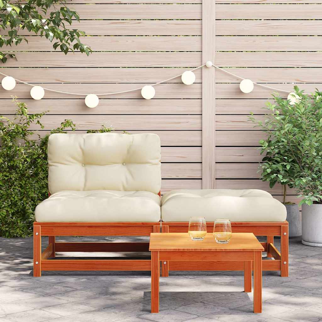 vidaXL Ogrodowa sofa bez podłokietników, z poduszkami i podnóżkiem