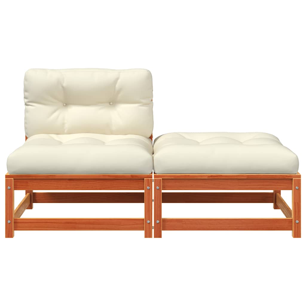 vidaXL Ogrodowa sofa bez podłokietników, z poduszkami i podnóżkiem