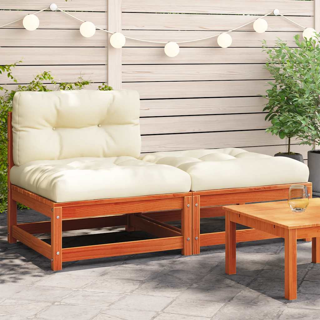 vidaXL Ogrodowa sofa bez podłokietników, z poduszkami i podnóżkiem