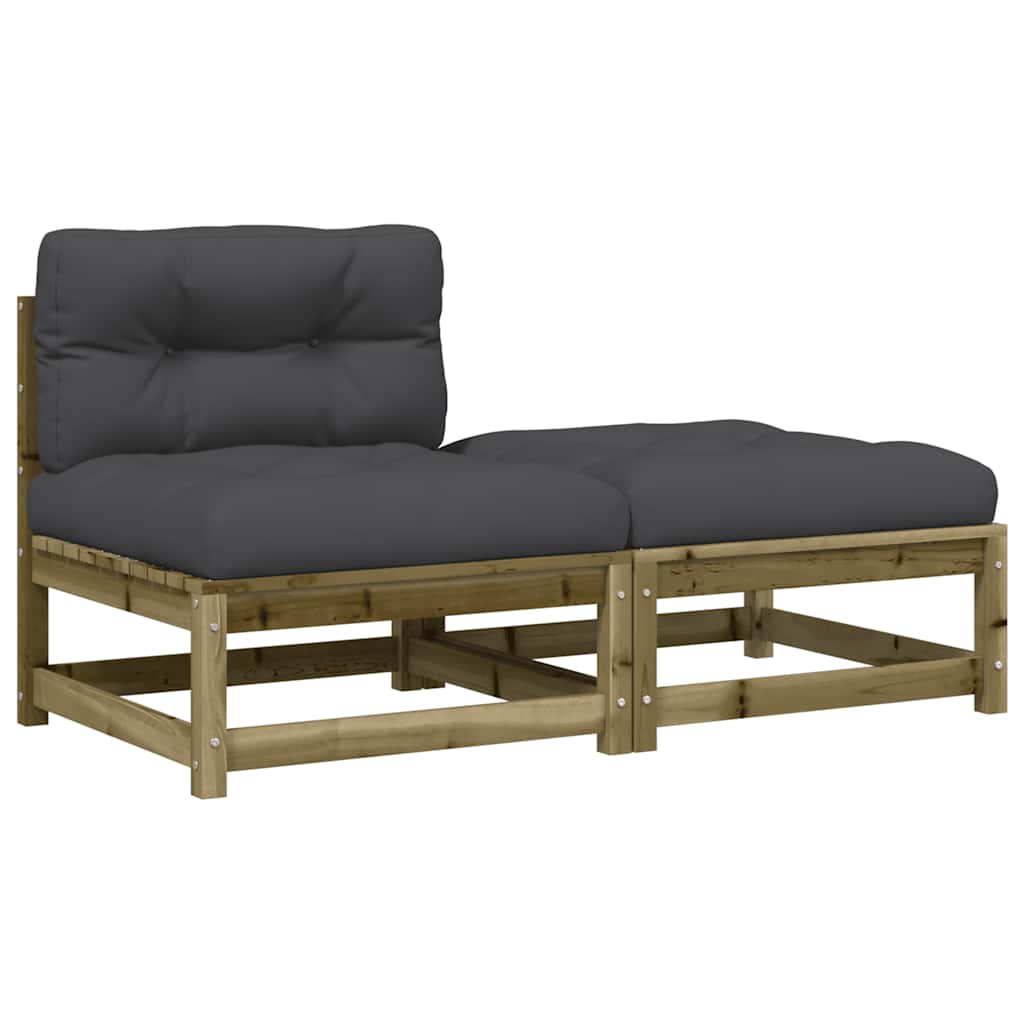 vidaXL Ogrodowa sofa bez podłokietników, z poduszkami i podnóżkiem