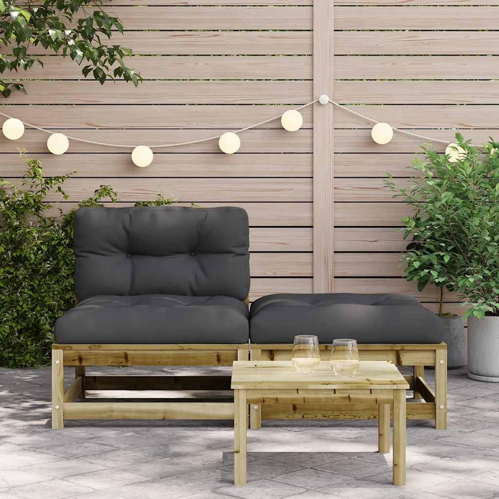 vidaXL Ogrodowa sofa bez podłokietników, z poduszkami i podnóżkiem