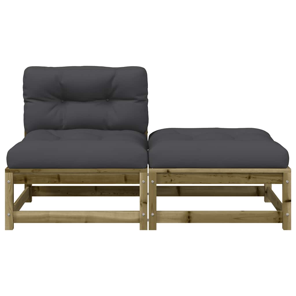 vidaXL Ogrodowa sofa bez podłokietników, z poduszkami i podnóżkiem