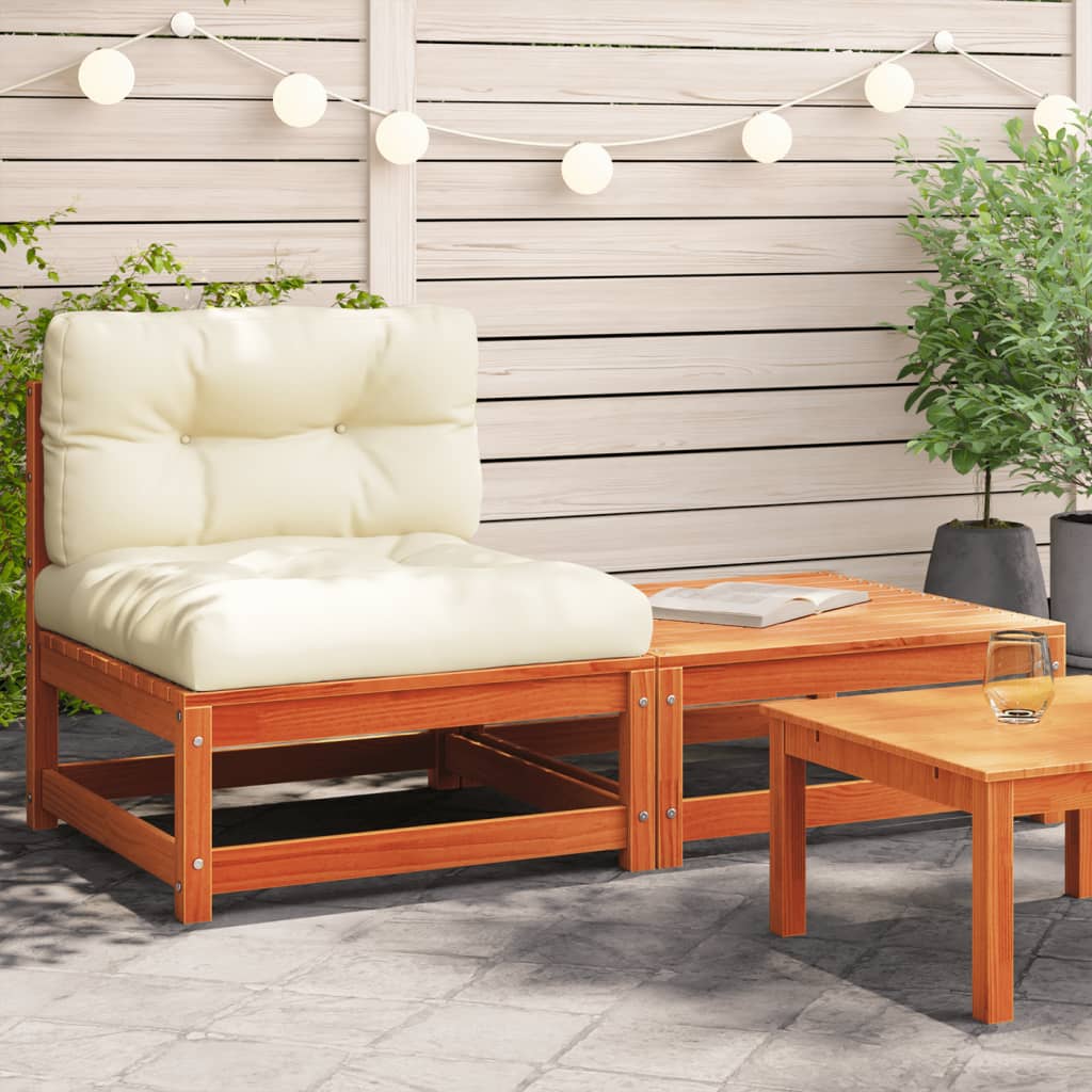 vidaXL Ogrodowa sofa bez podłokietników, z poduszkami i podnóżkiem