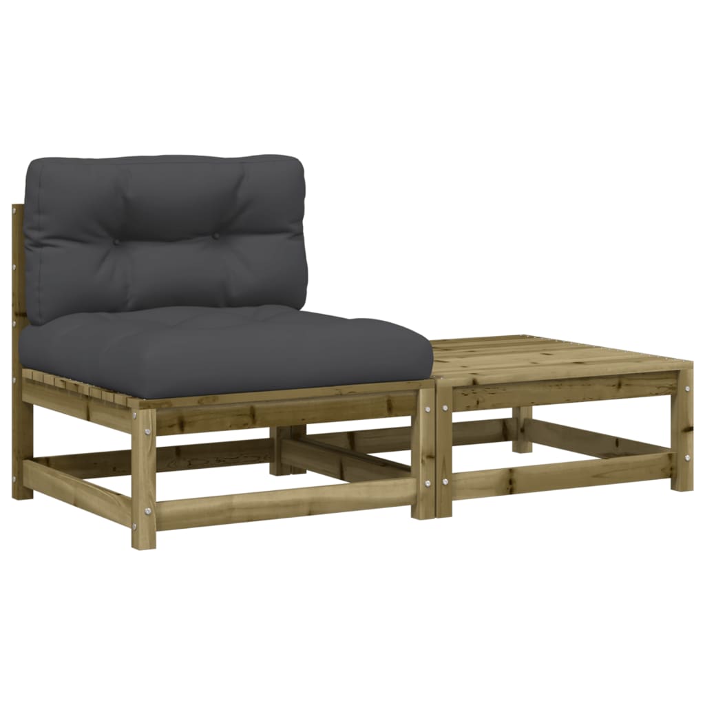 vidaXL Ogrodowa sofa bez podłokietników, z poduszkami i podnóżkiem