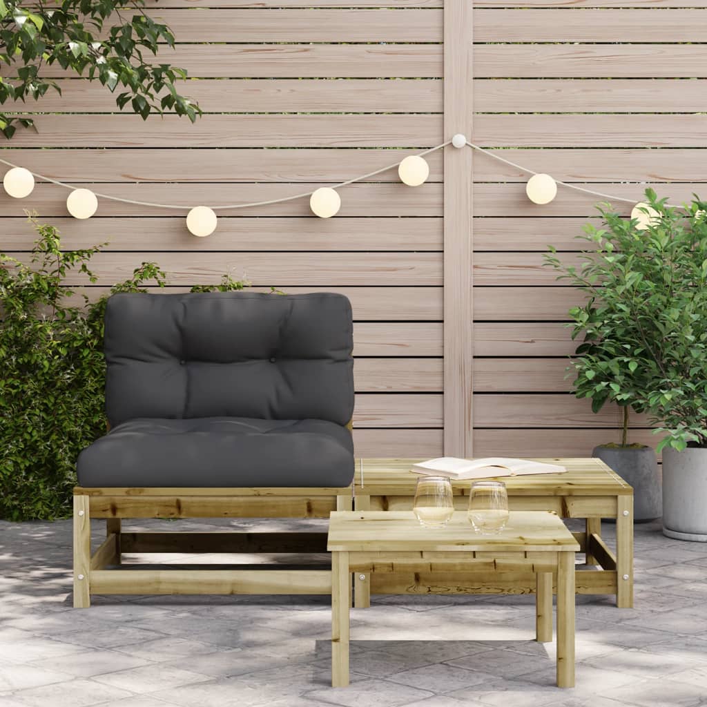 vidaXL Ogrodowa sofa bez podłokietników, z poduszkami i podnóżkiem