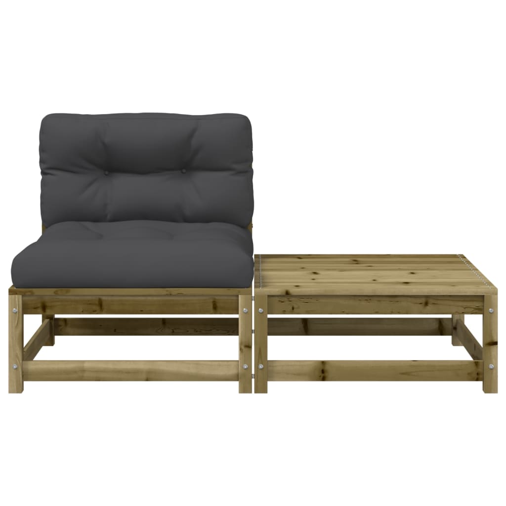vidaXL Ogrodowa sofa bez podłokietników, z poduszkami i podnóżkiem