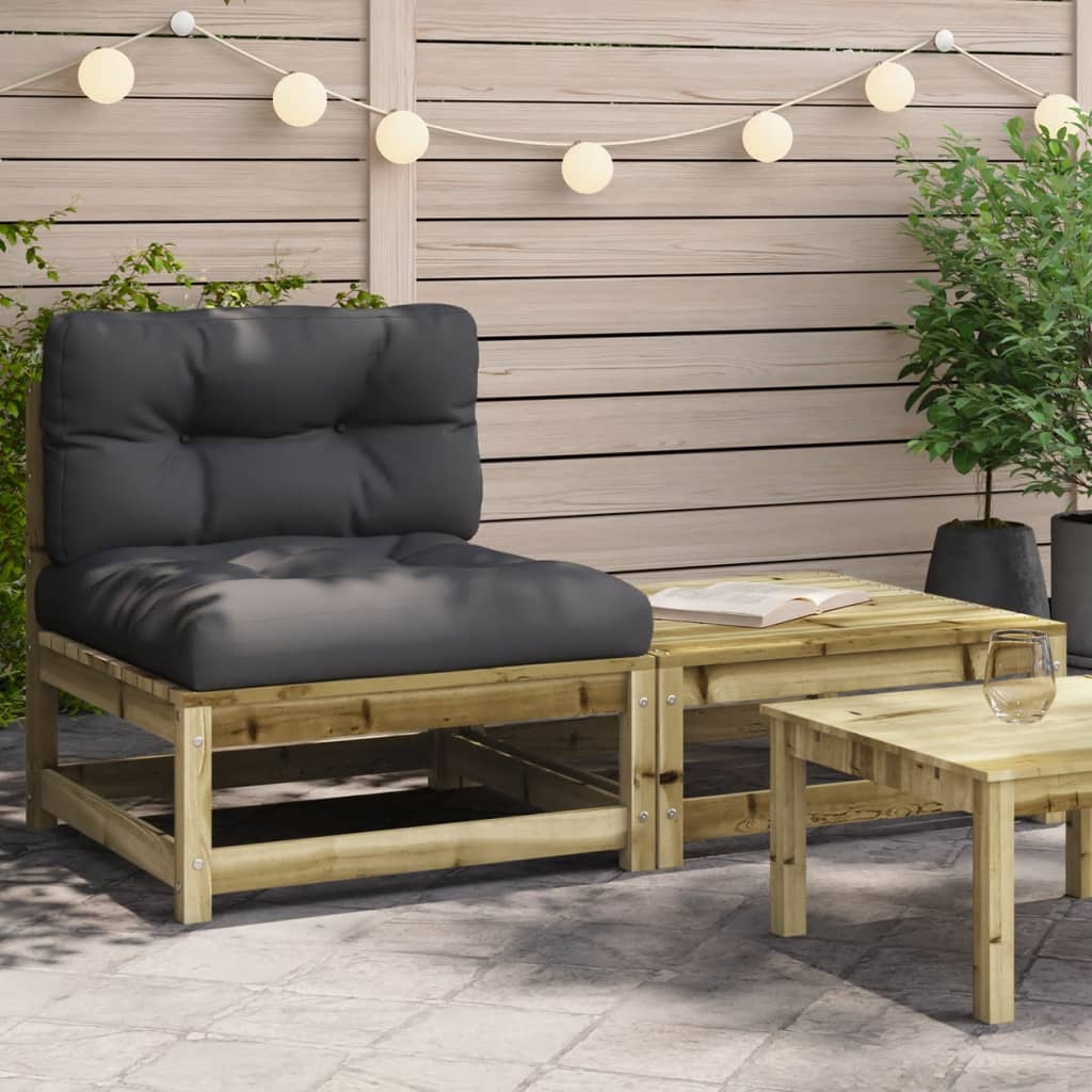 vidaXL Ogrodowa sofa bez podłokietników, z poduszkami i podnóżkiem