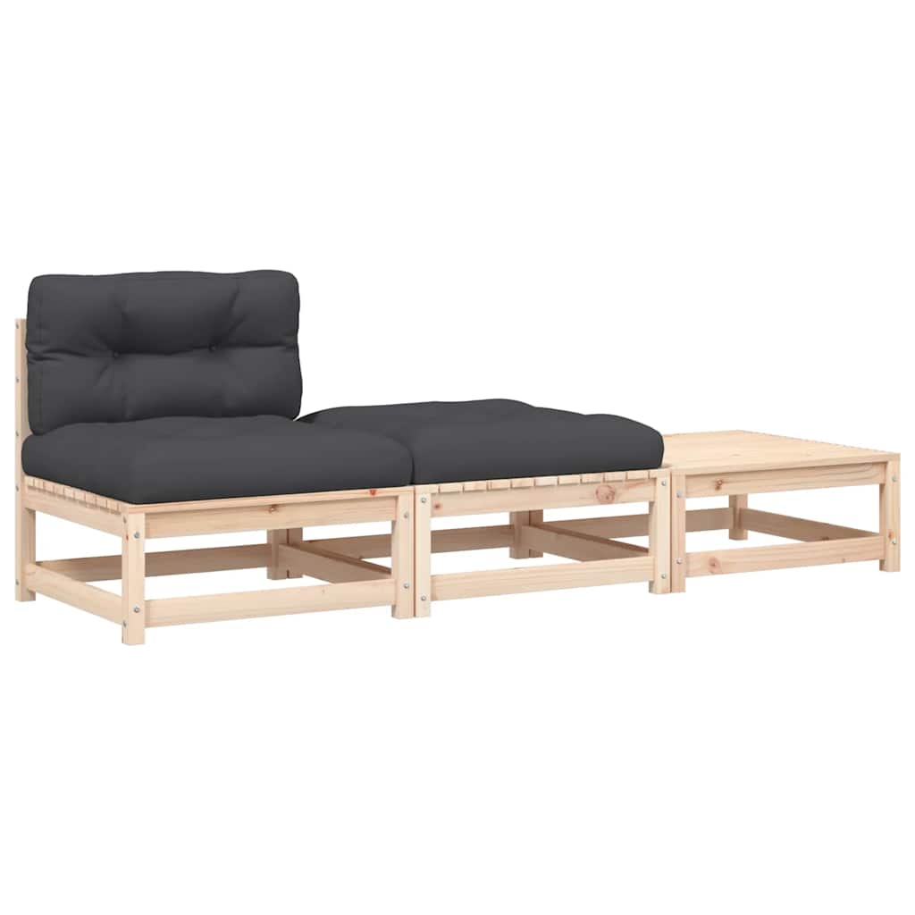 vidaXL Ogrodowa sofa bez podłokietników, z poduszkami i podnóżkami