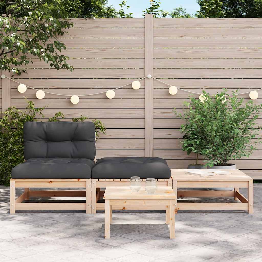 vidaXL Ogrodowa sofa bez podłokietników, z poduszkami i podnóżkami