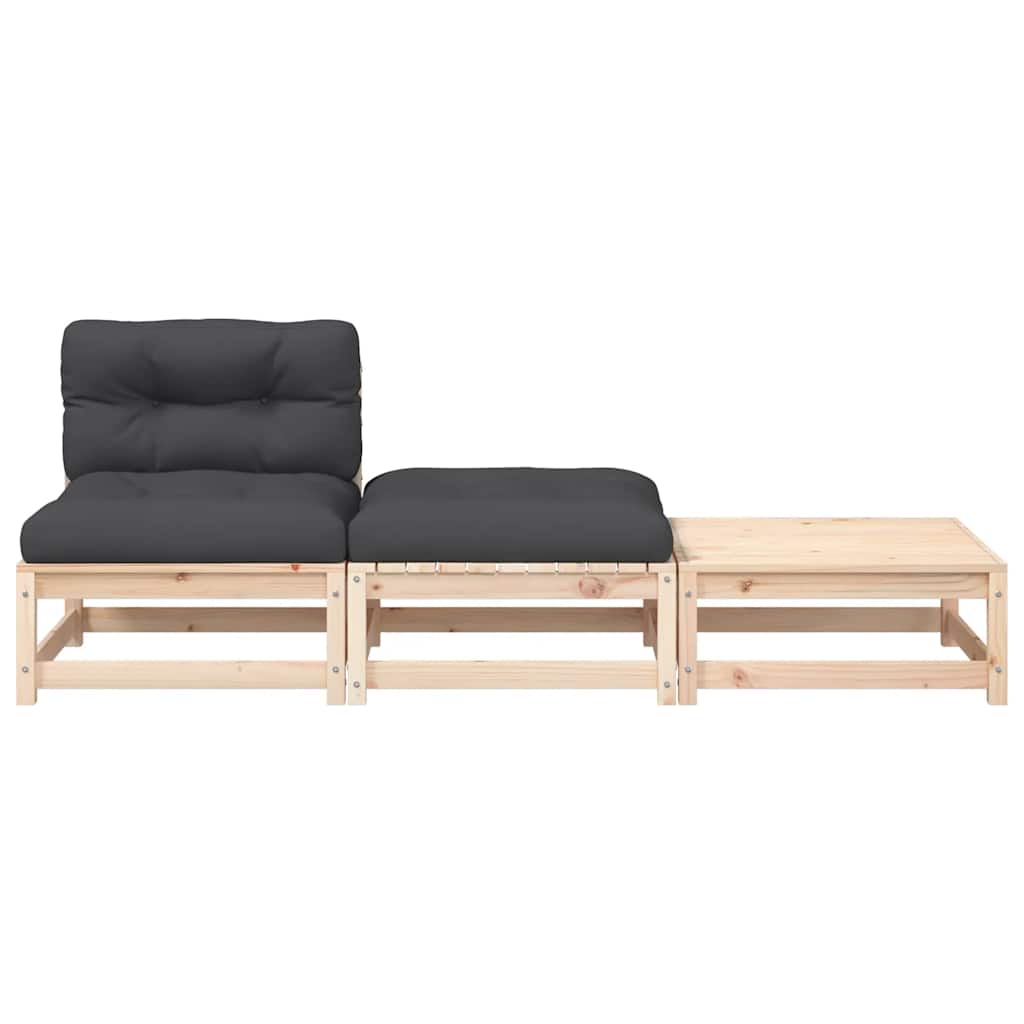 vidaXL Ogrodowa sofa bez podłokietników, z poduszkami i podnóżkami
