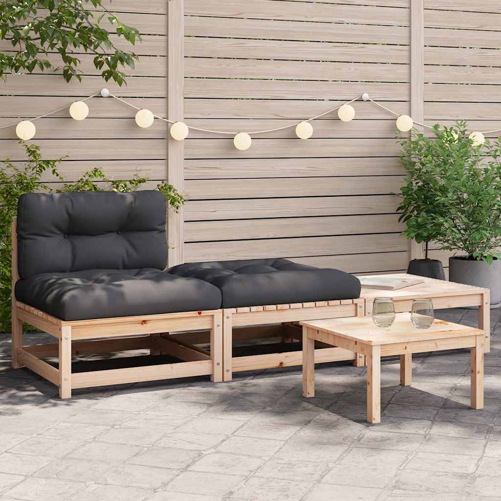 vidaXL Ogrodowa sofa bez podłokietników, z poduszkami i podnóżkami