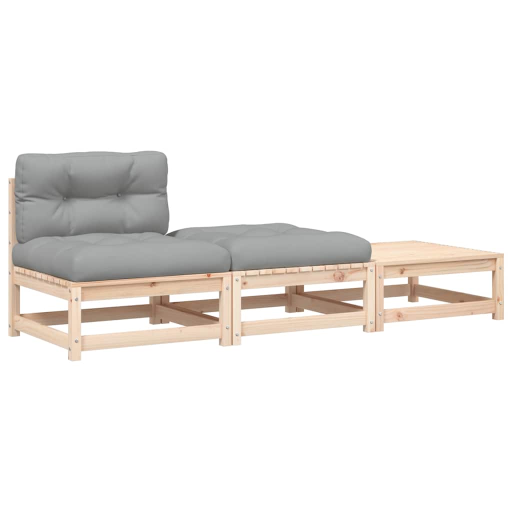 vidaXL Ogrodowa sofa bez podłokietników, z poduszkami i podnóżkami