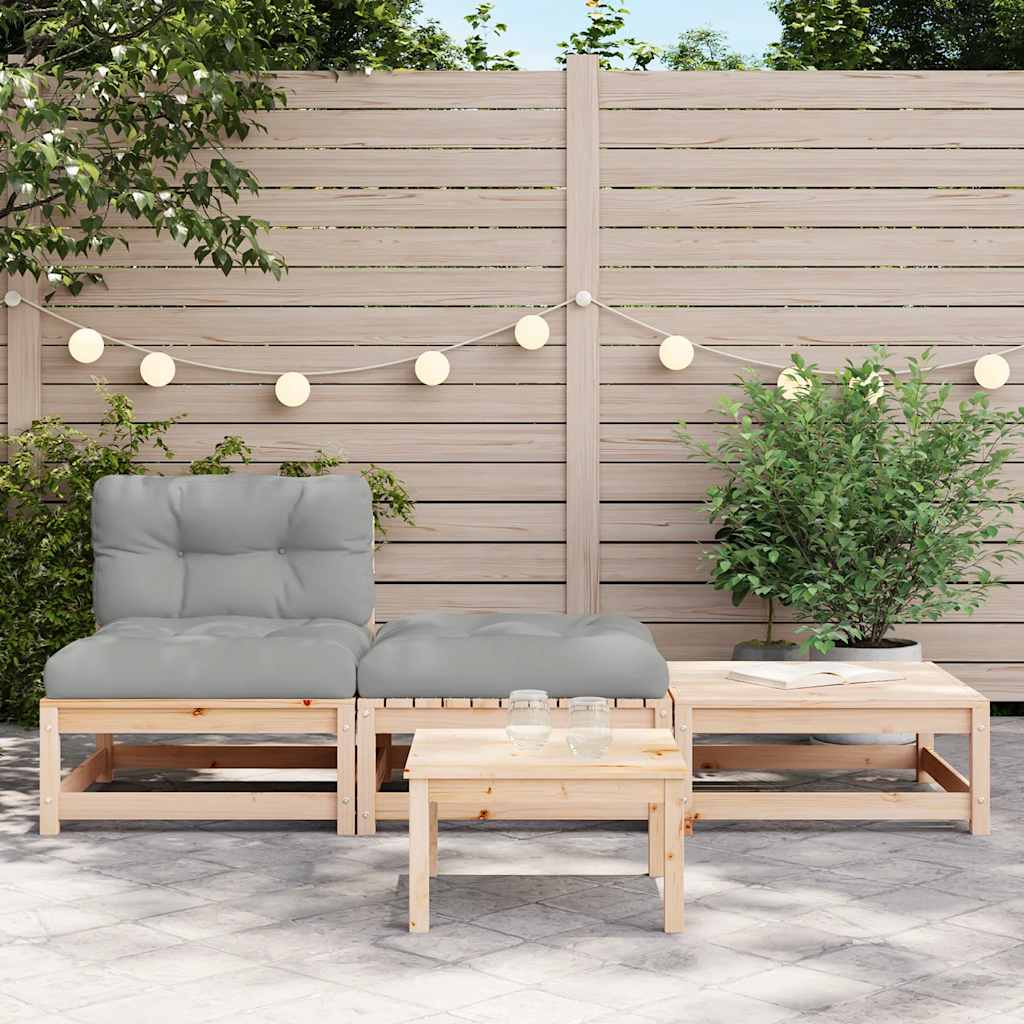vidaXL Ogrodowa sofa bez podłokietników, z poduszkami i podnóżkami