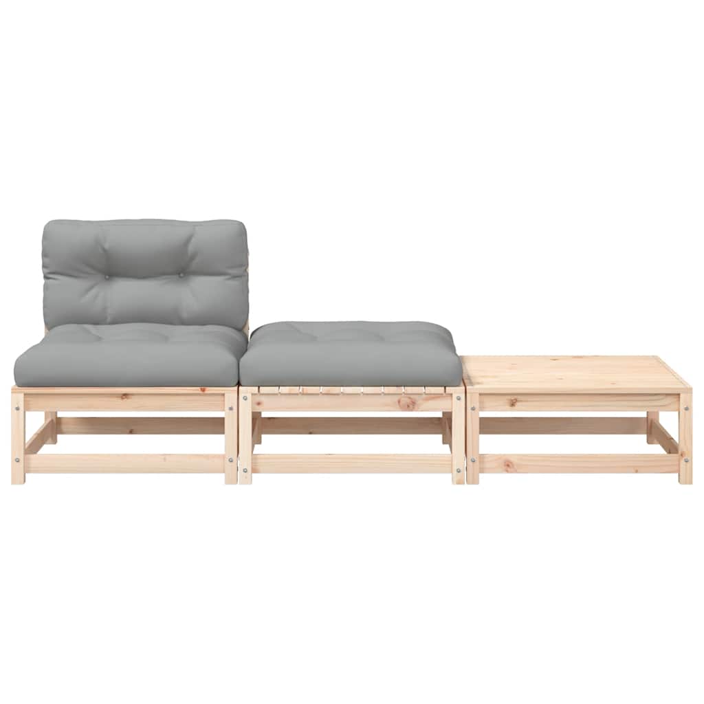 vidaXL Ogrodowa sofa bez podłokietników, z poduszkami i podnóżkami