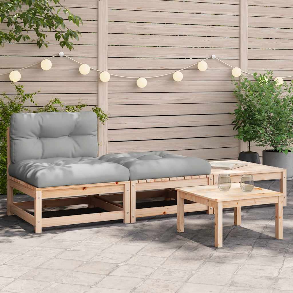vidaXL Ogrodowa sofa bez podłokietników, z poduszkami i podnóżkami