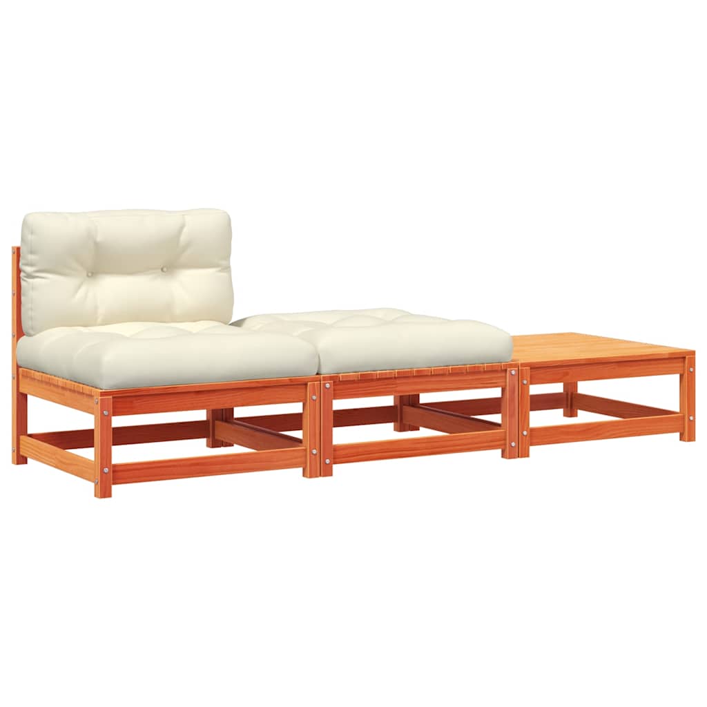 vidaXL Ogrodowa sofa bez podłokietników, z poduszkami i podnóżkami